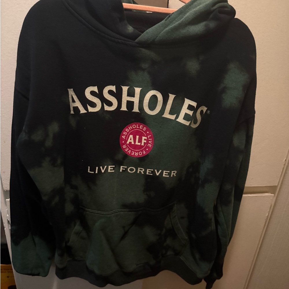 Green Tie-Dye Graphic Hoodie